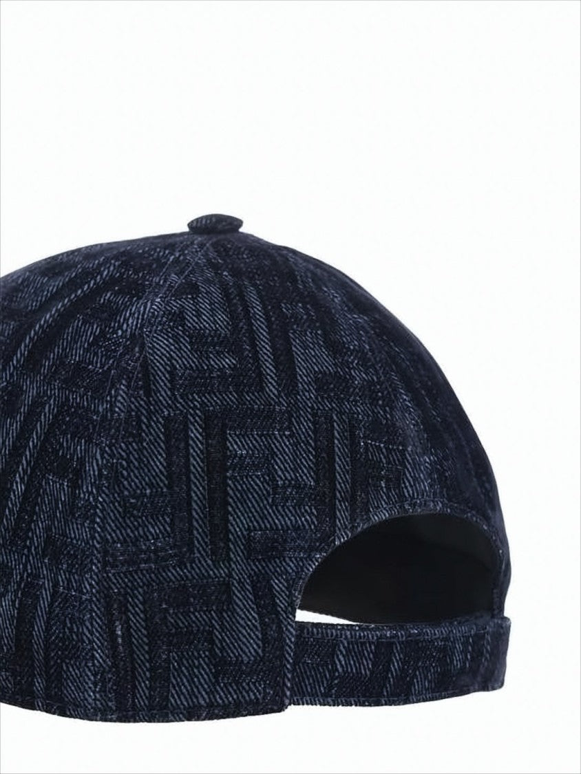 Fendi Structured Black Baseball Cap With Geometric Pattern