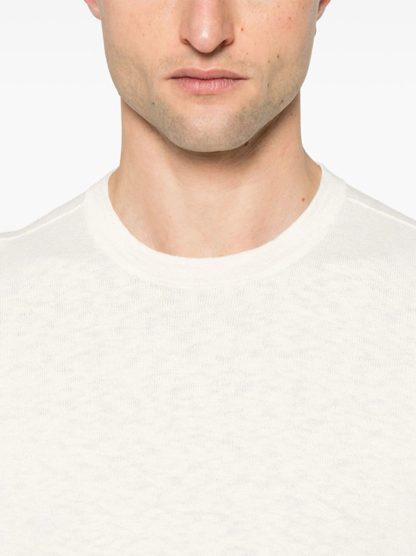 Stone Island White Long-Sleeve Pullover Sweater
