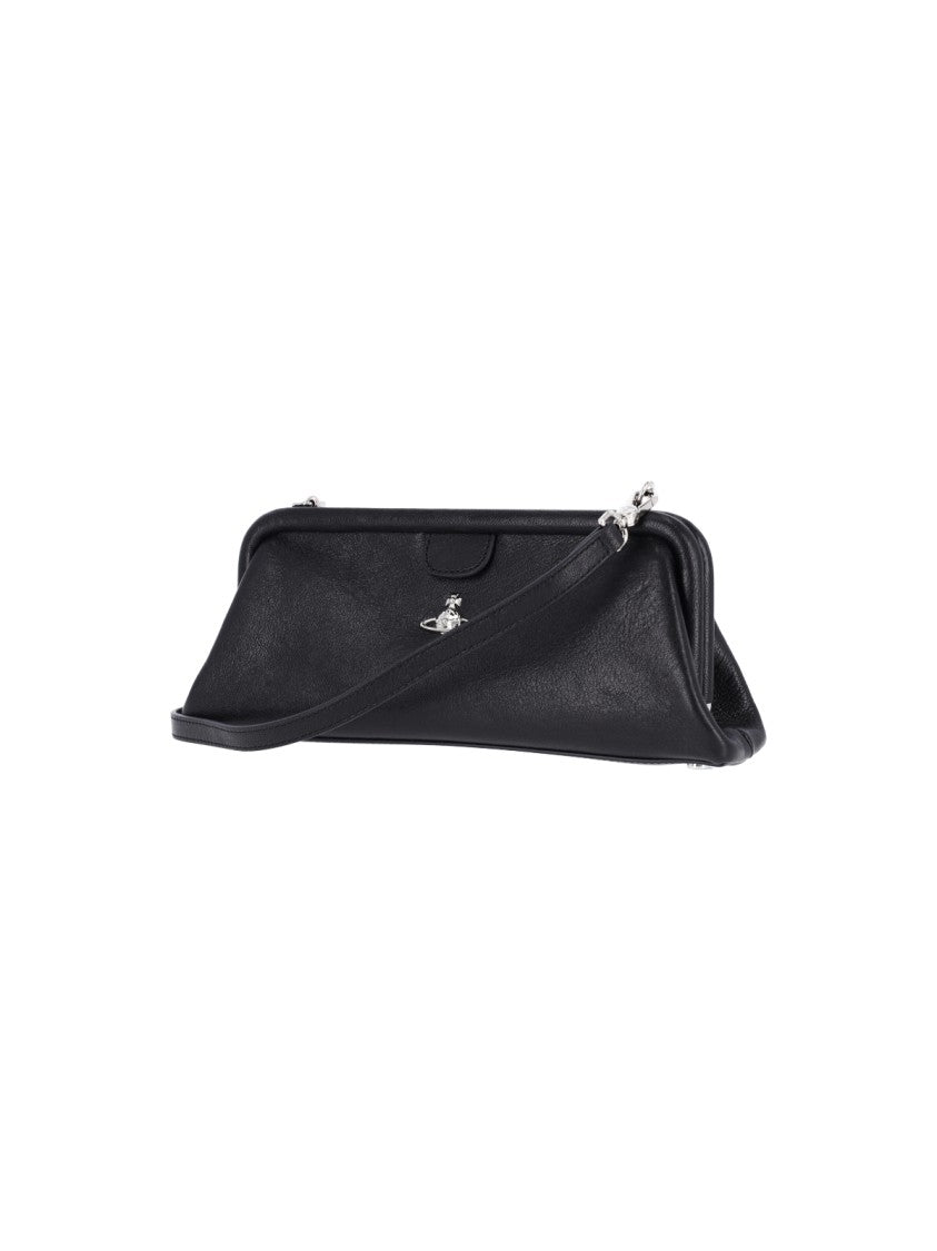 Vivienne Westwood Black Jane Frame Calfskin Shoulder Bag