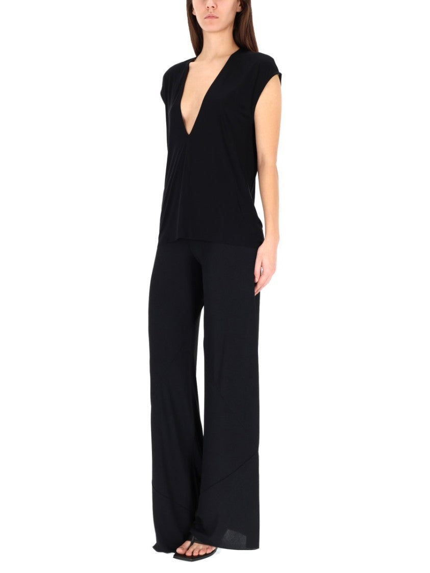 Rick Owens X Lilies Deep V-Neck Black Top