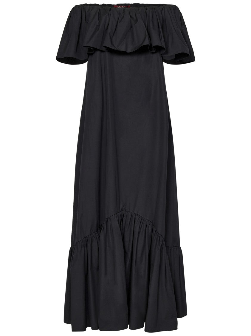 Max Mara Maxi Dress In Black Cotton Poplin