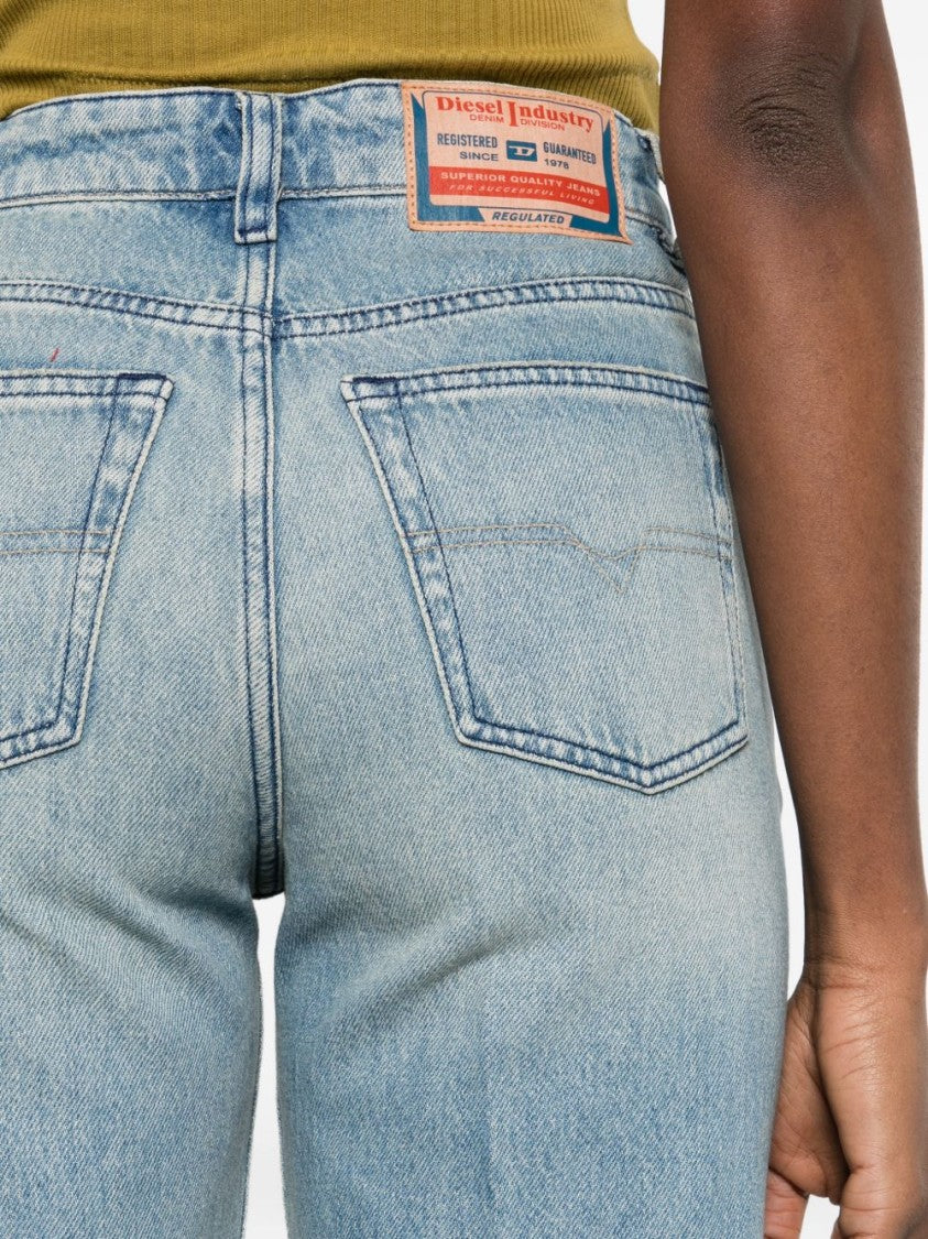 Diesel Light Blue Tonal Stitching Logo Jeans