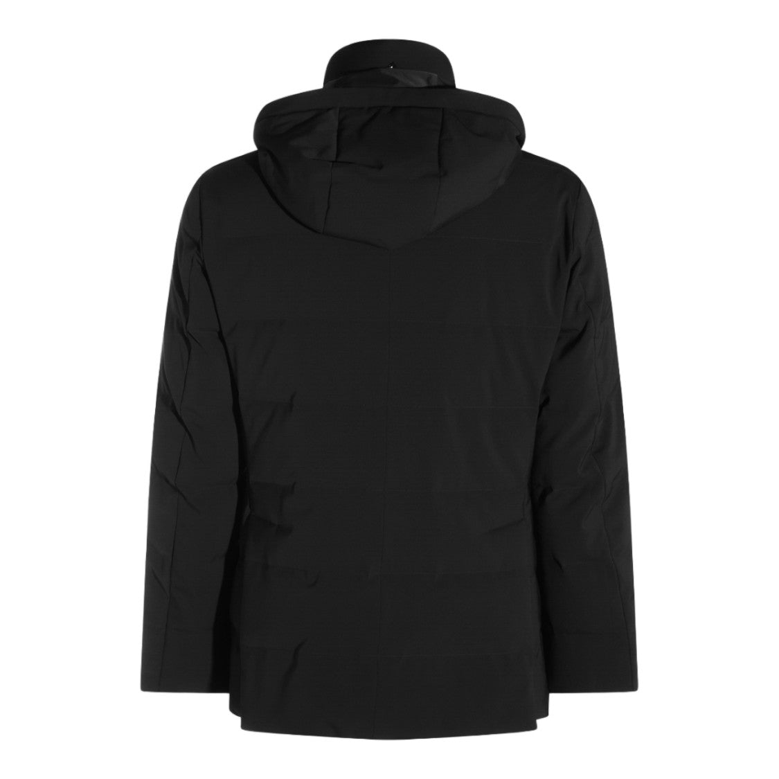 Montecore Black Minimalist Hooded Button Coat