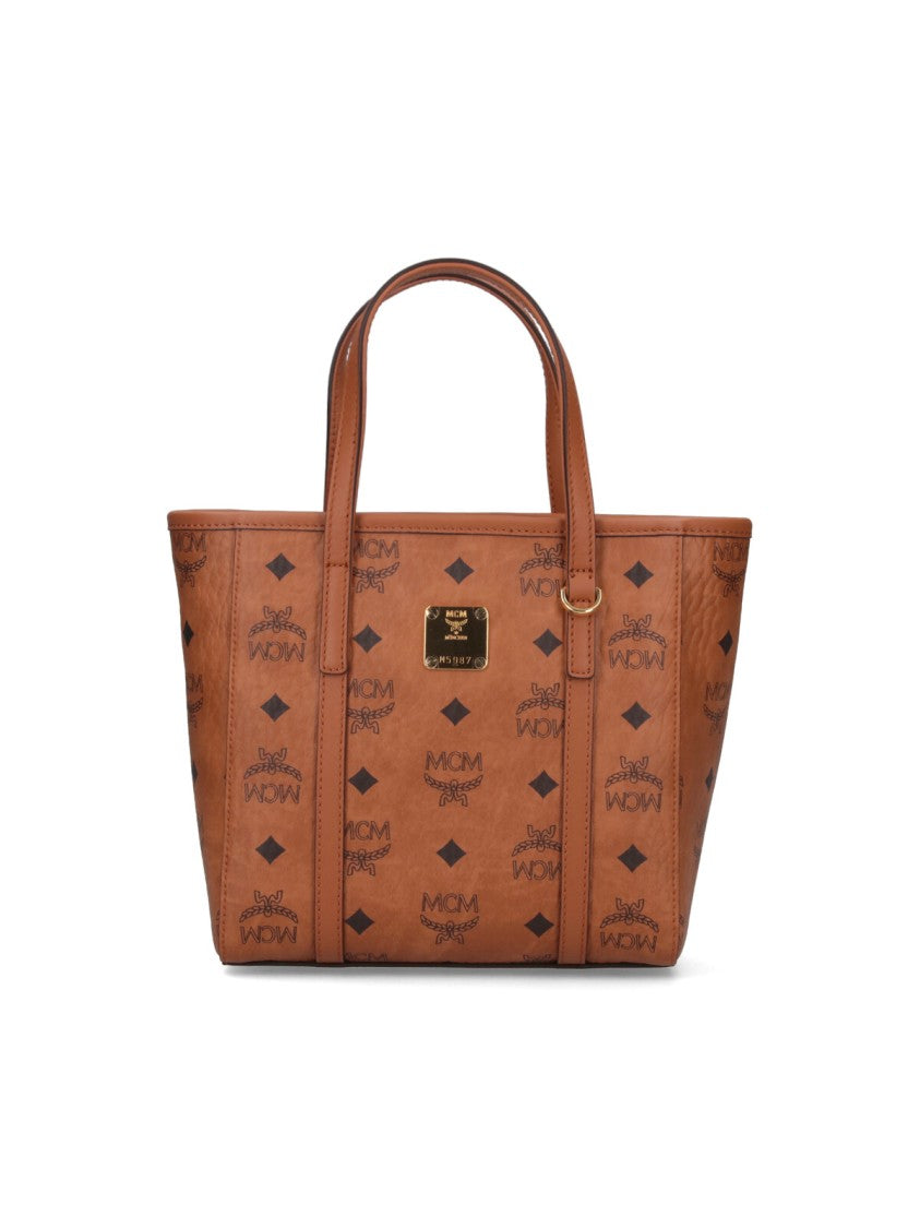 Mcm "Toni Top-Zip" Small Tote Bag, In Brown "Visetos"