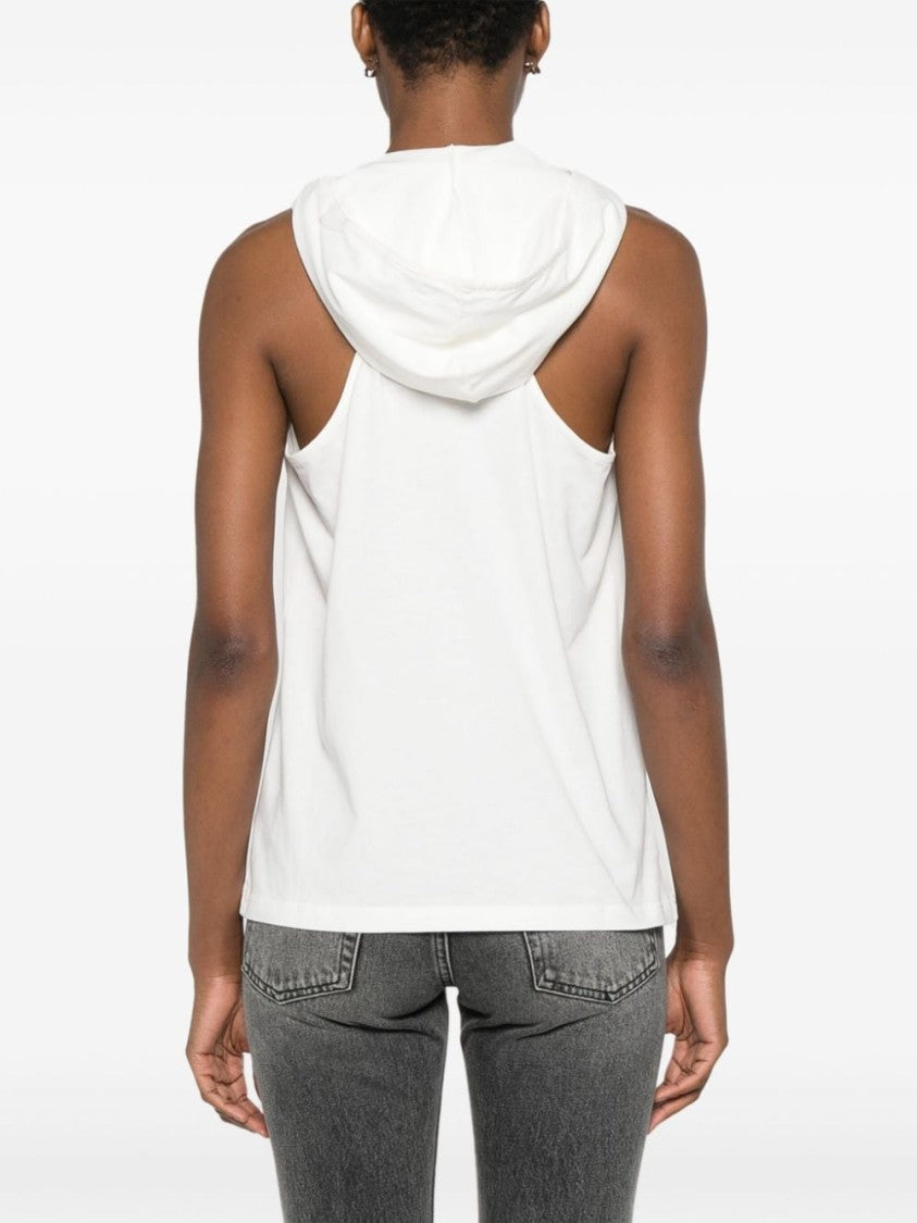 Courrèges Sleeveless Hooded Top With Embroidered Logo