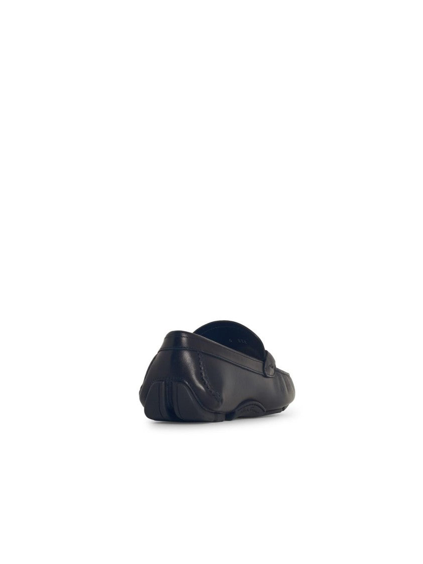 Salvatore Ferragamo Calfskin Leather Loafers With Logo Medallion