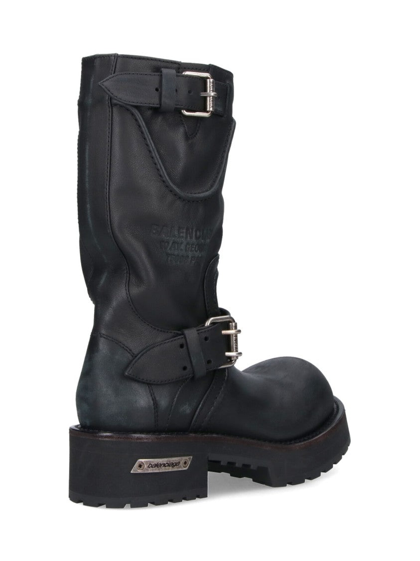 Balenciaga Black Venom Distressed Leather Boots
