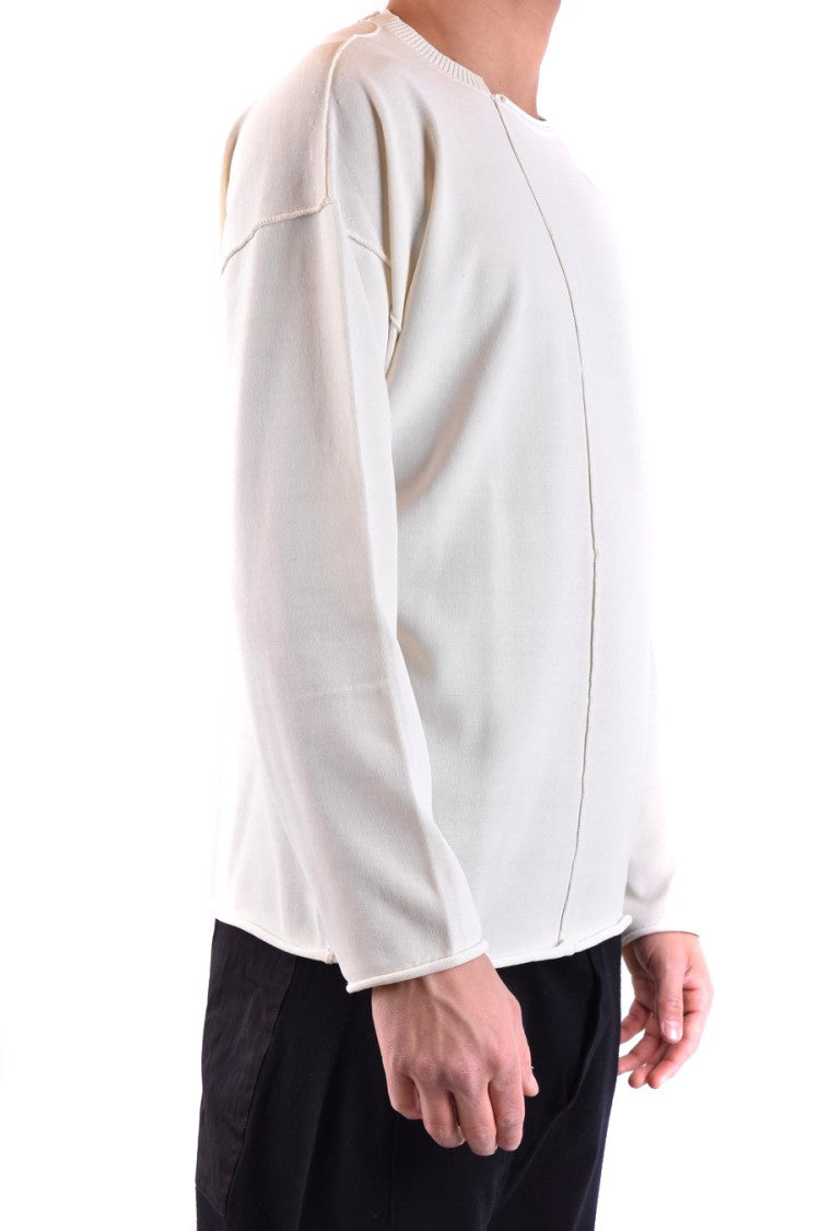 Isabel Benenato Relaxed Fit White Knitwear Asymmetrical Seams