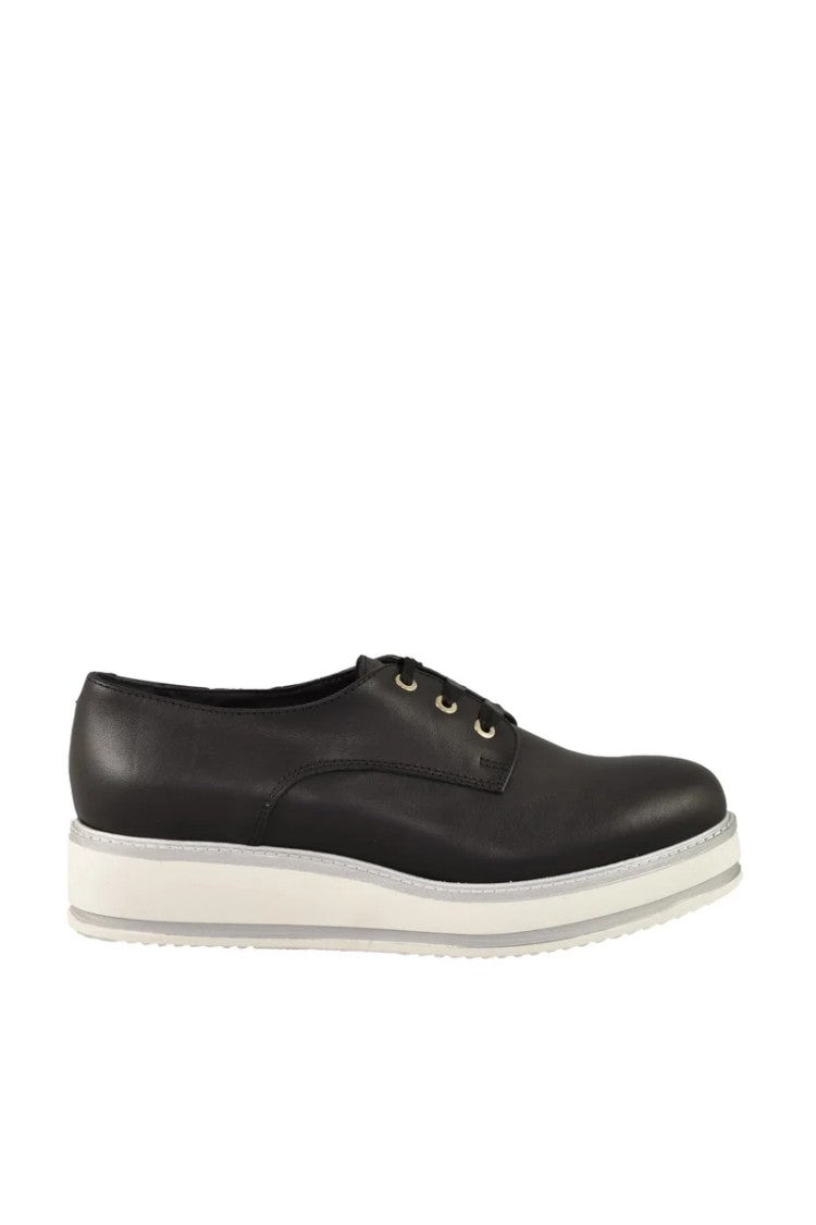 Twelve Style Division Leather Black Sneakers With Contrasting Sole