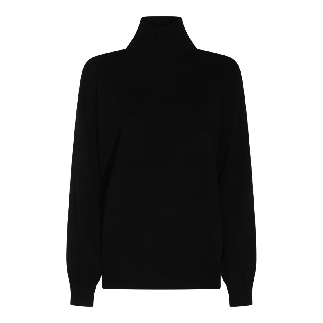 Malo Black High Collar Cashmere Knit Sweater