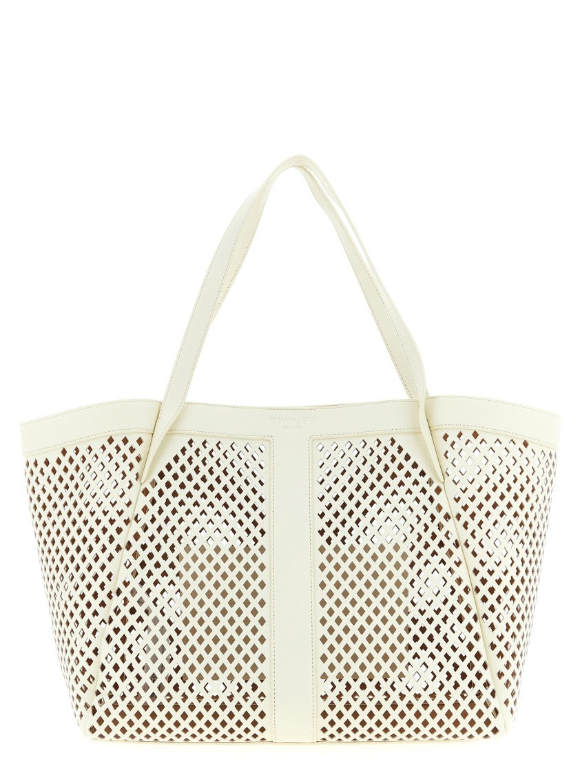 Twin-Set Openwork Leather Shopping Bag