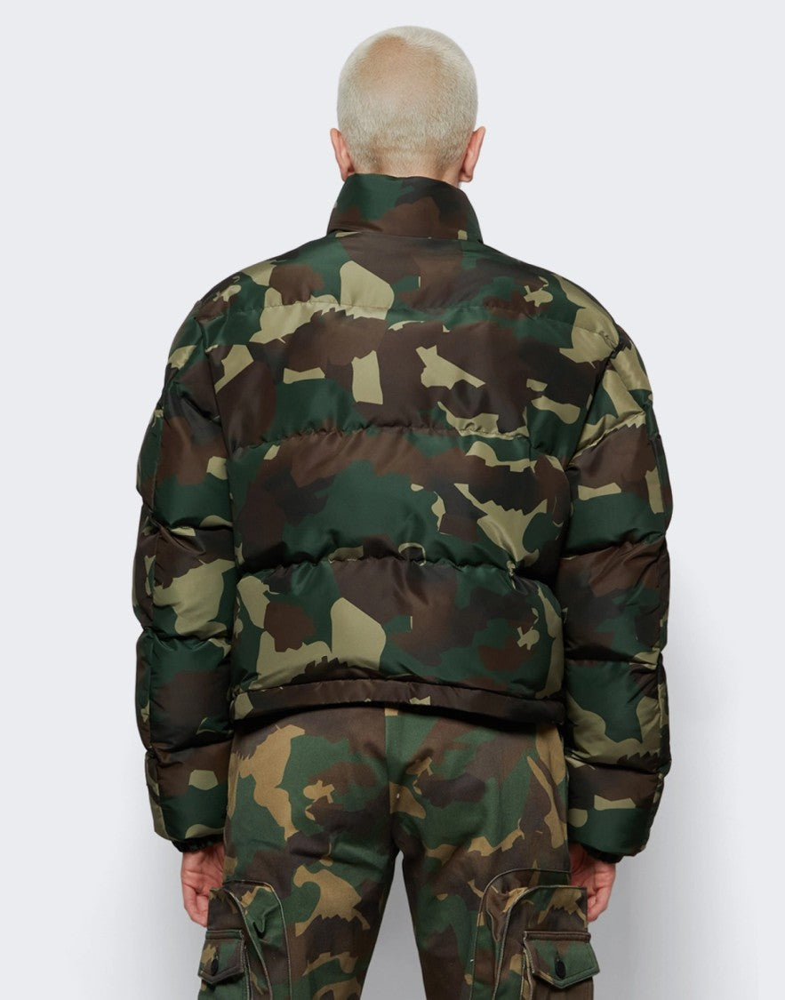 Heron Preston Camo Green Cropped Nylon Puffer Jacket