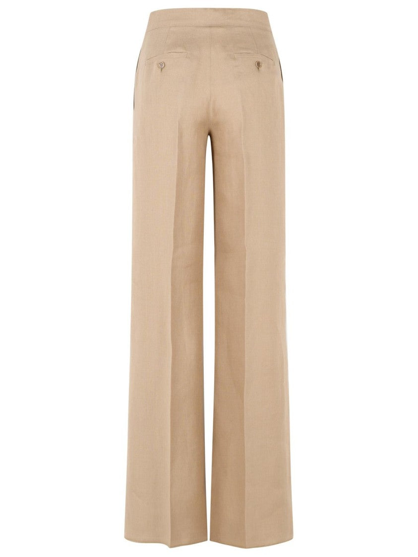 Max Mara 'Big' Regular Fit Pants In Camel Linen Natté