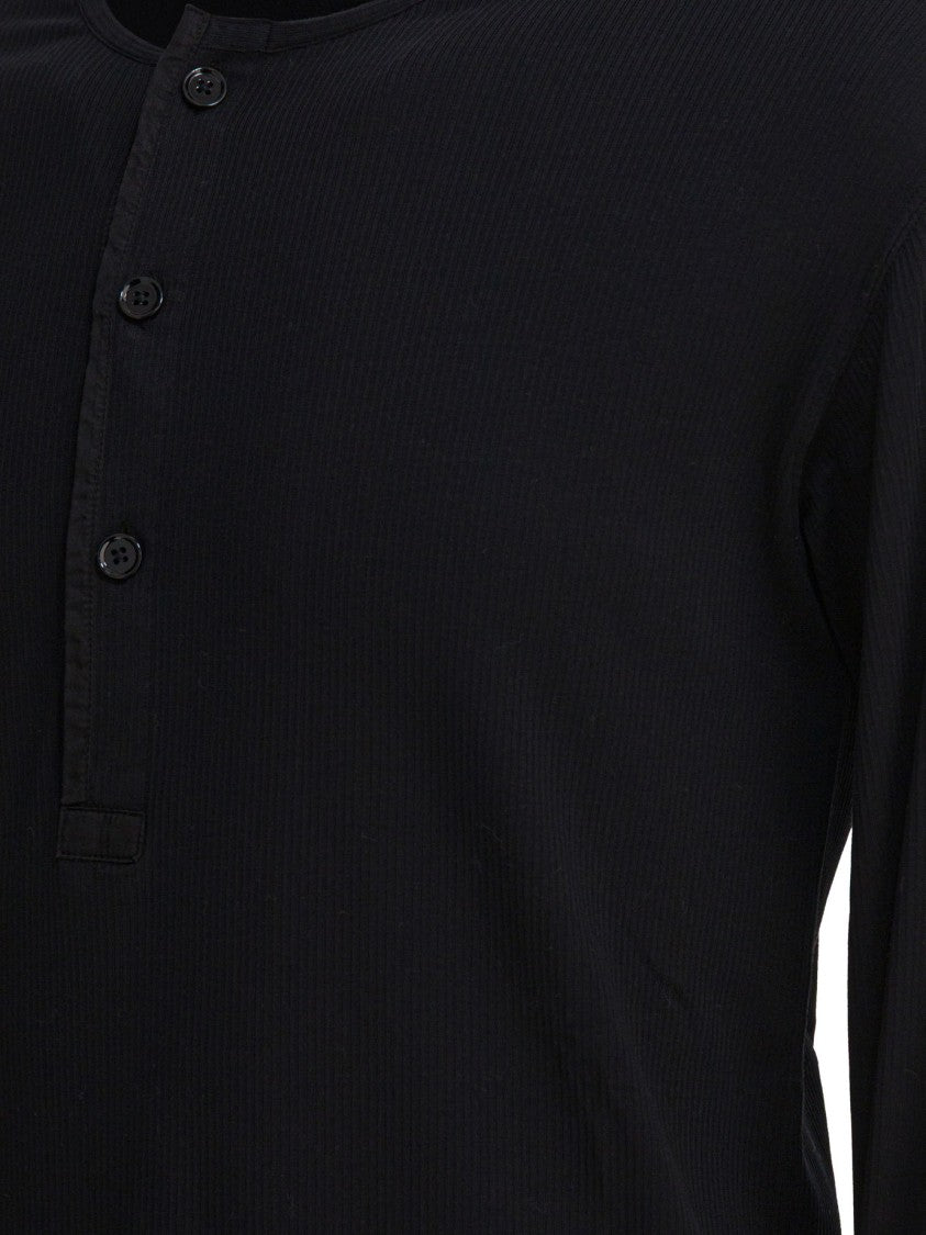 Tom Ford Ribbed Long-Sleeve Henley Shirt With Buttoned Placket