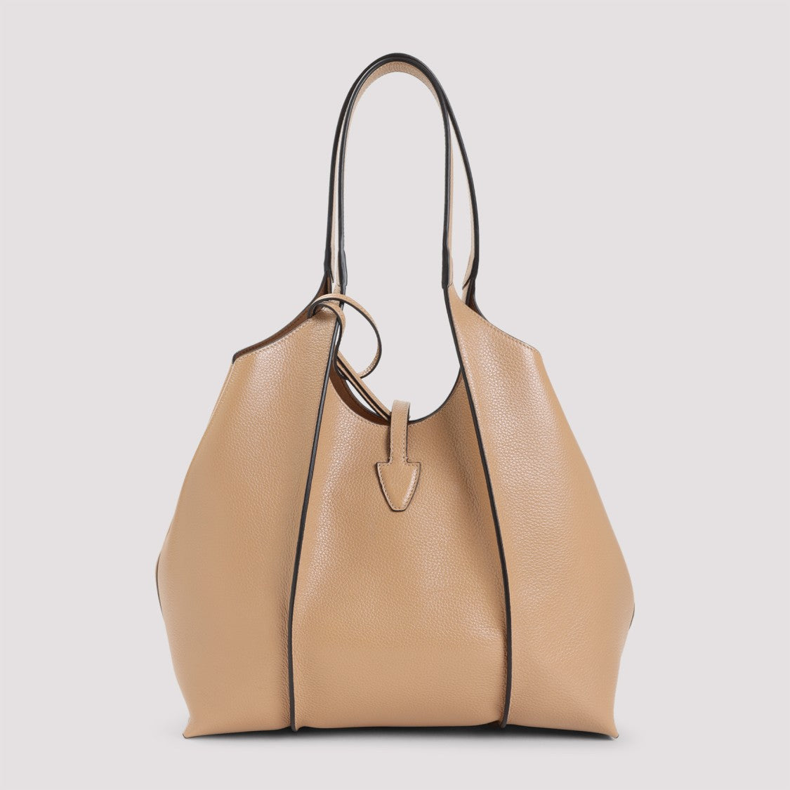 Tod's T Timeless Beige Grained Leather Shoulder Bag
