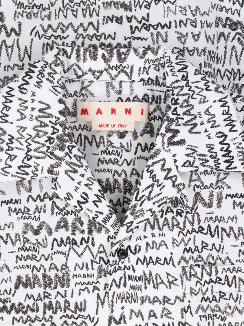 Marni Scribble' Bowling Shirt – White