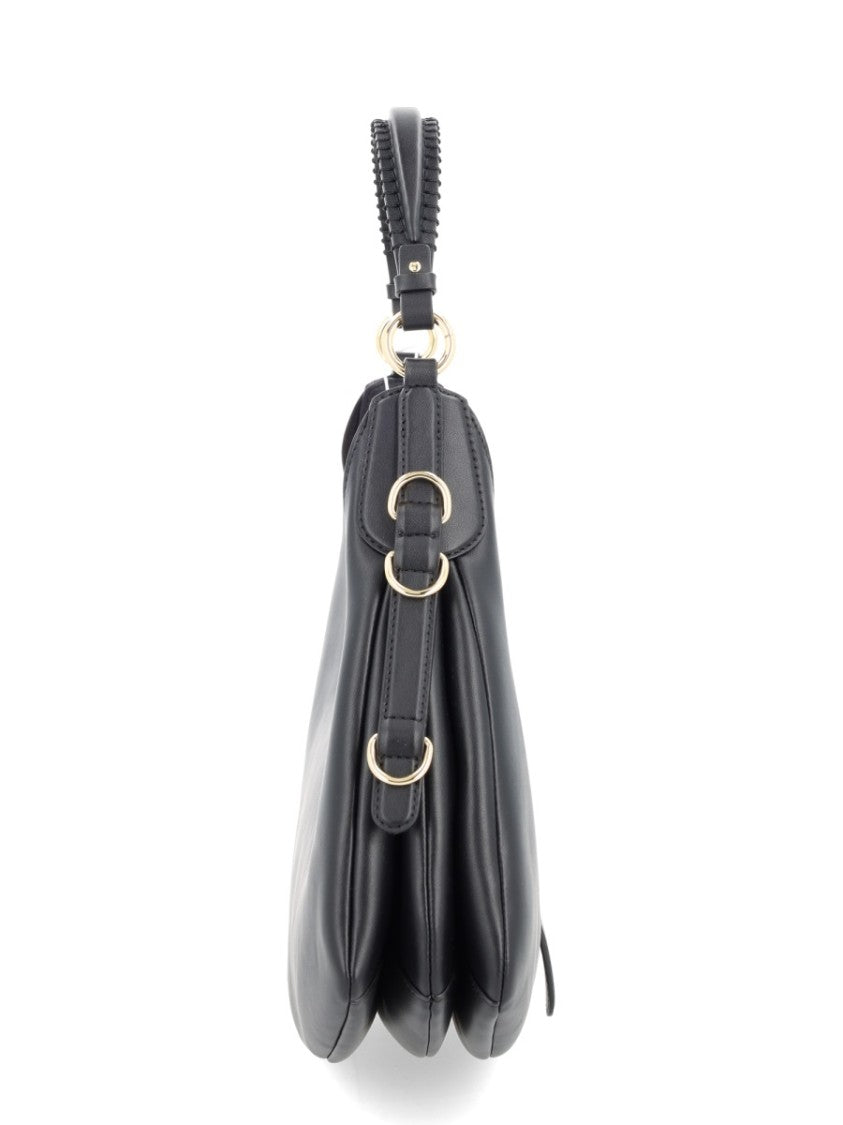 Ganni Crescent-Shaped Small Handbag With Braided Handle And Gold Clasp
