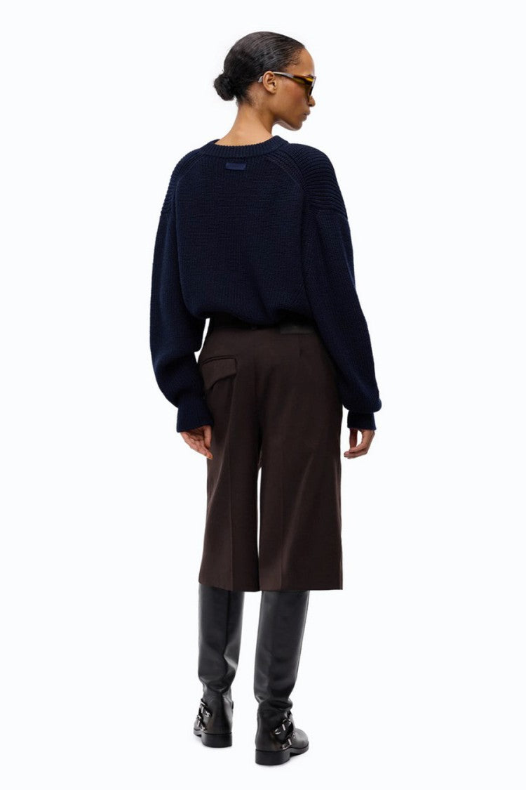 Pinko Brown Polyester-Viscose Blend Button-Tab Bermuda Shorts
