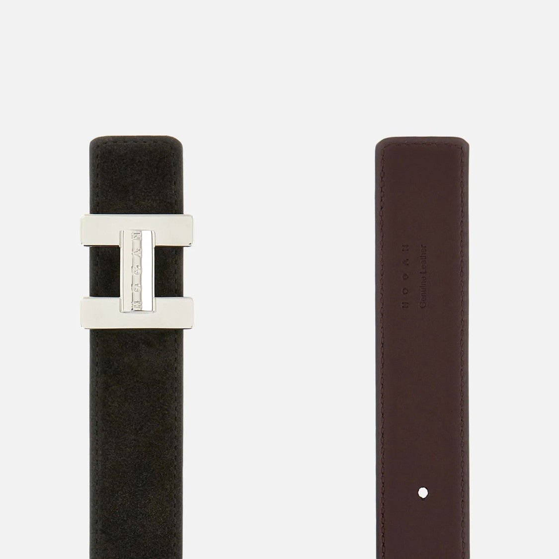 Hogan Dark Grey Suede Silver 'H' Buckle Belt