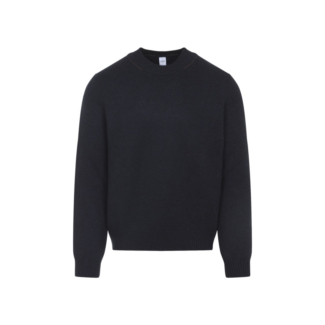 Berluti Dark Blue Cashmere Pullover With Leather Detailing