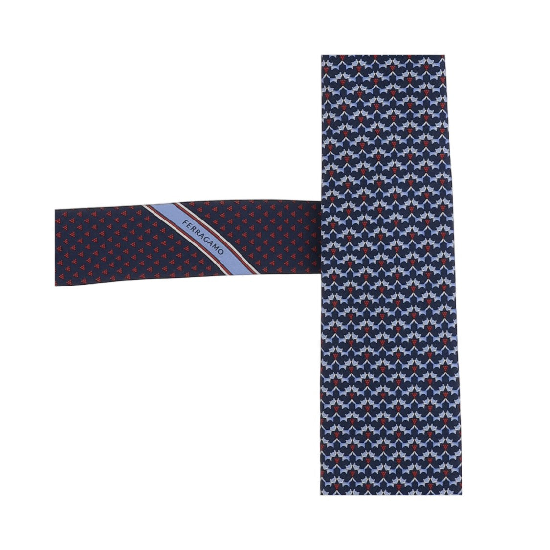 Salvatore Ferragamo Navy Patterned Silk Tie