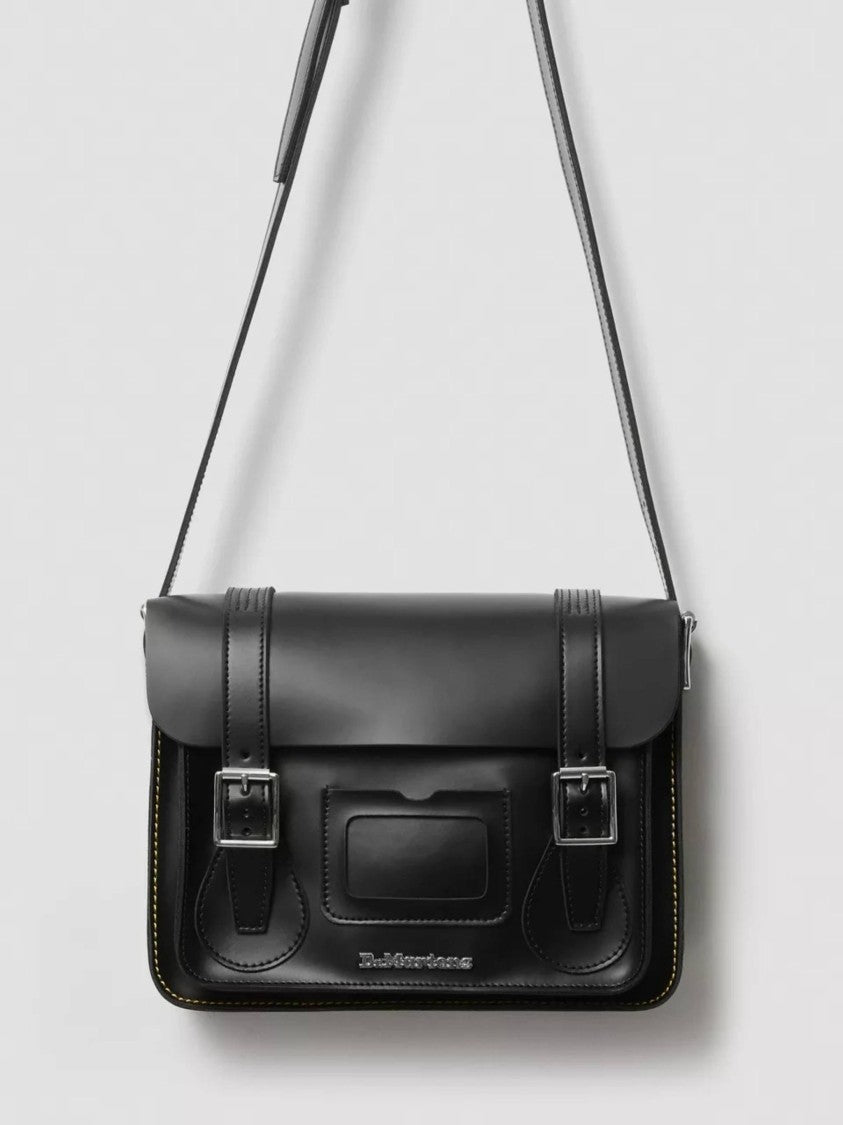 Dr. Martens Black 11`` Leather Buckle Satchel