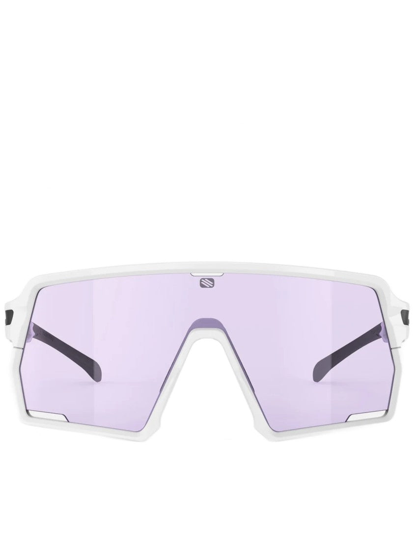 Rudy Project Bold Angular Sunglasses With White Frame And Light Purple Lenses