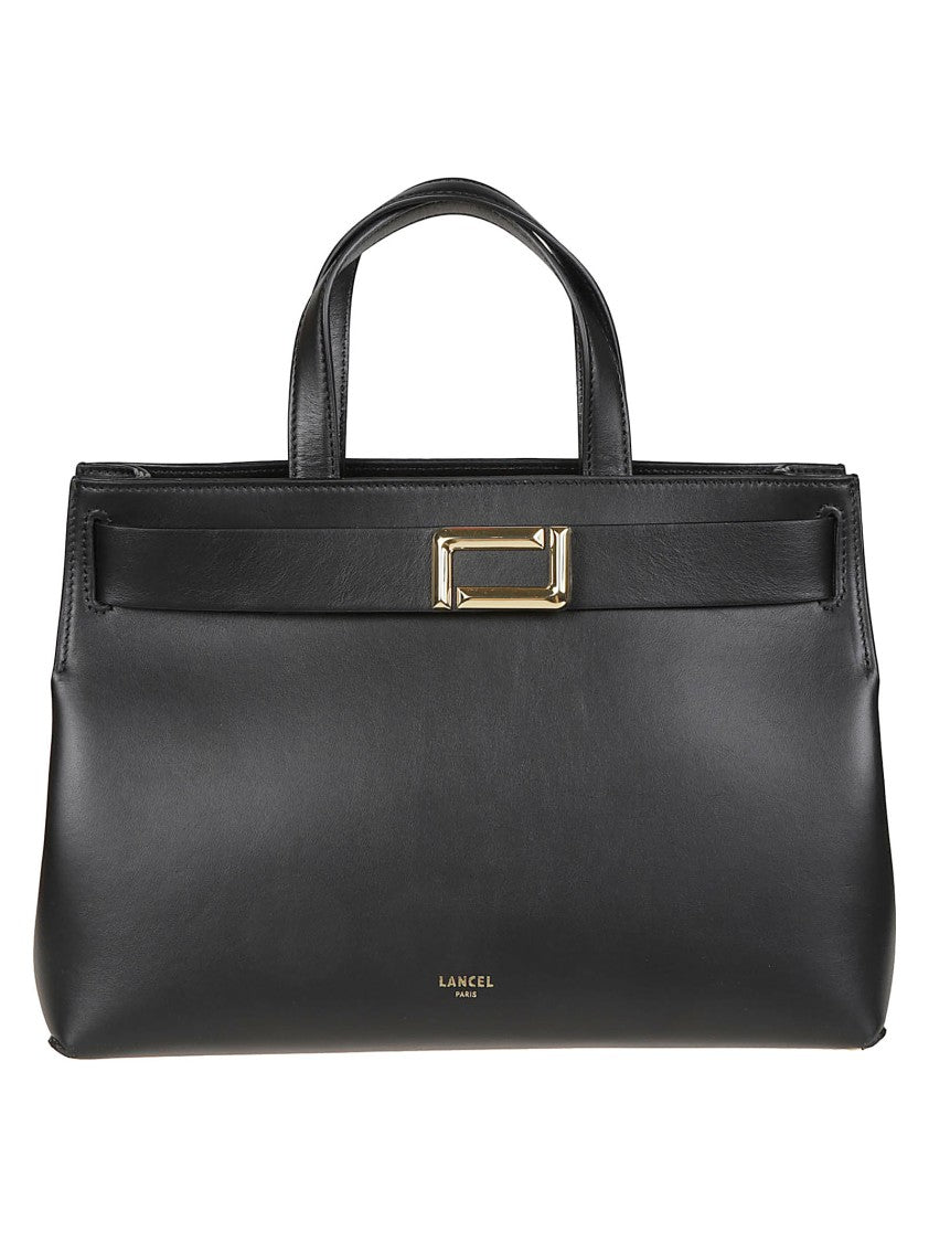 Lancel Black Angele Medium Tote Cow Leather Tote Bag