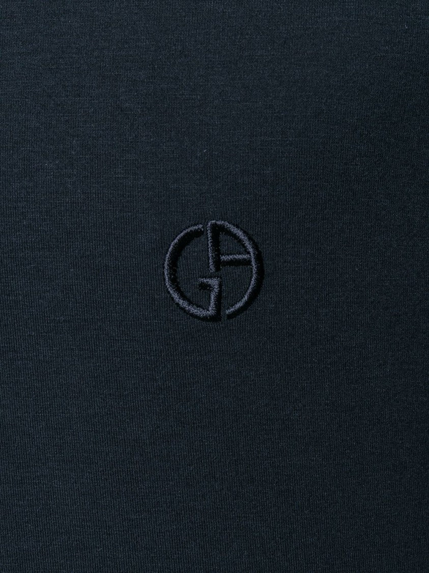 Giorgio Armani Blue Slim-Fit Crew Neck Embroidered T-Shirt