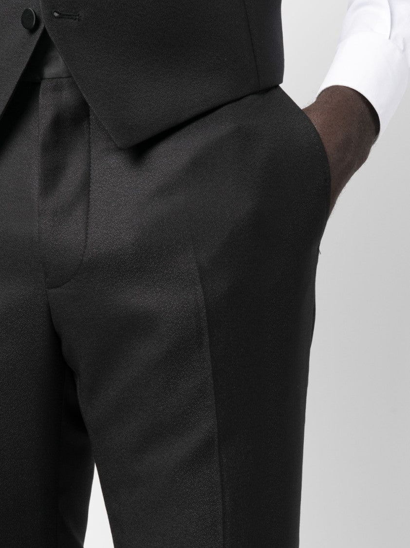 Tagliatore Single-Breasted Black Suit With Satin Shawl Lapel