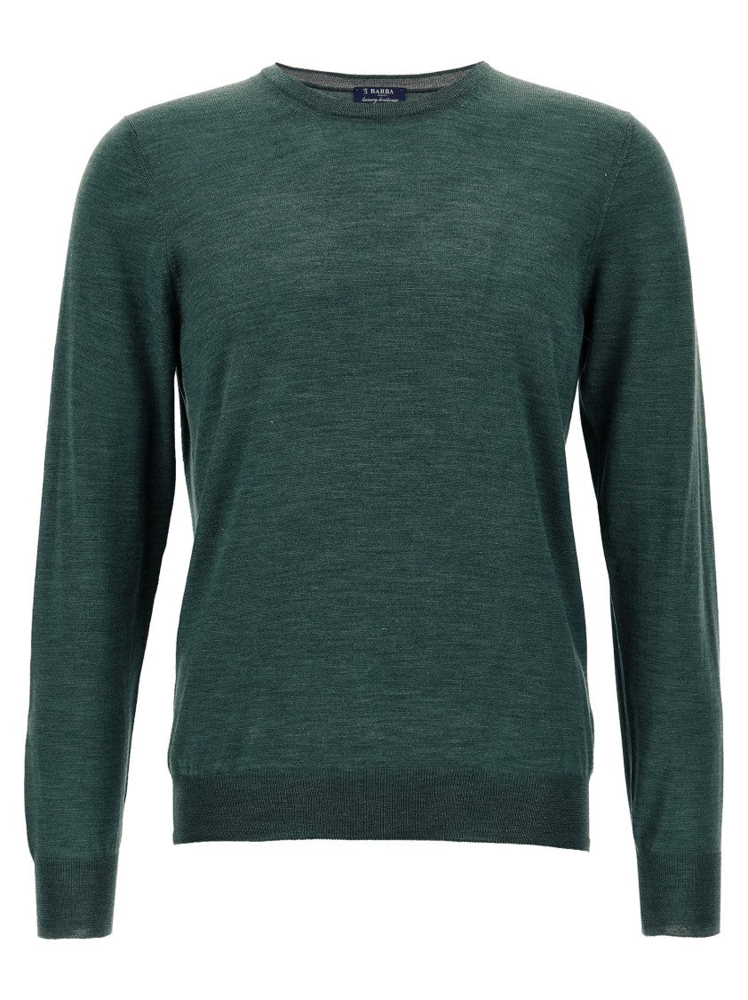 Barba Crew-Neck Sweater In Green Wool-Silk Blend