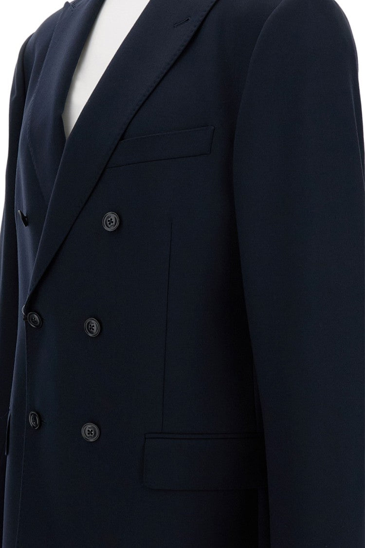 Fay Double-Breasted Jacket With Pocket Square