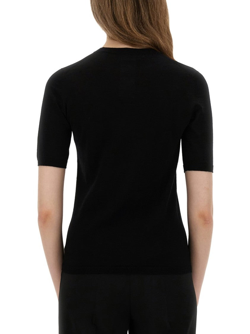 Max Mara Slim-Fit Short-Sleeve Knit Top In Fine Virgin Wool