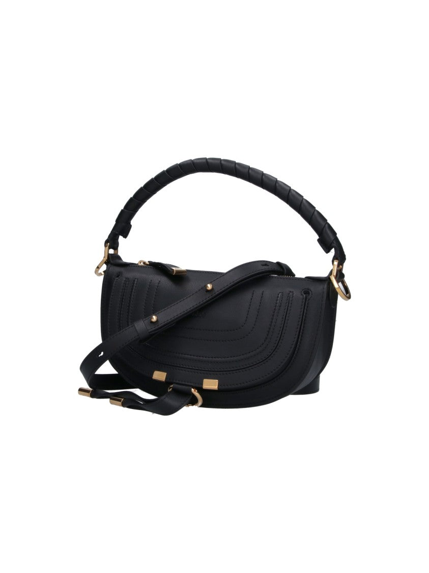 Chloé Crescent-Shaped Handbag With Curved Stitching And Gold-Tone Accents