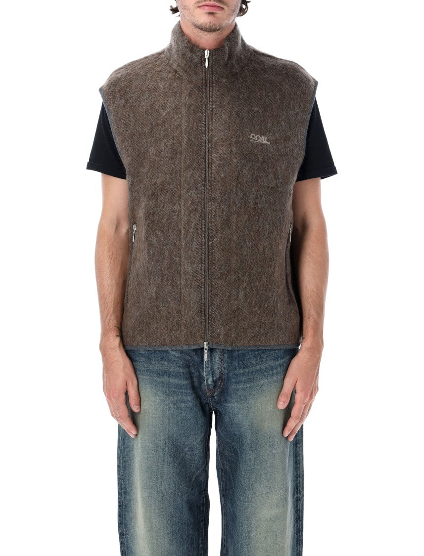 Namamica Zip-Up High Collar Subtle Branding Mohair Vest