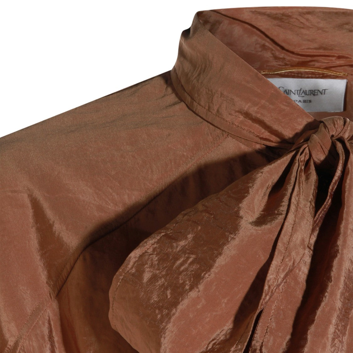 Saint Laurent Bow Tie Detail Brown Blouse