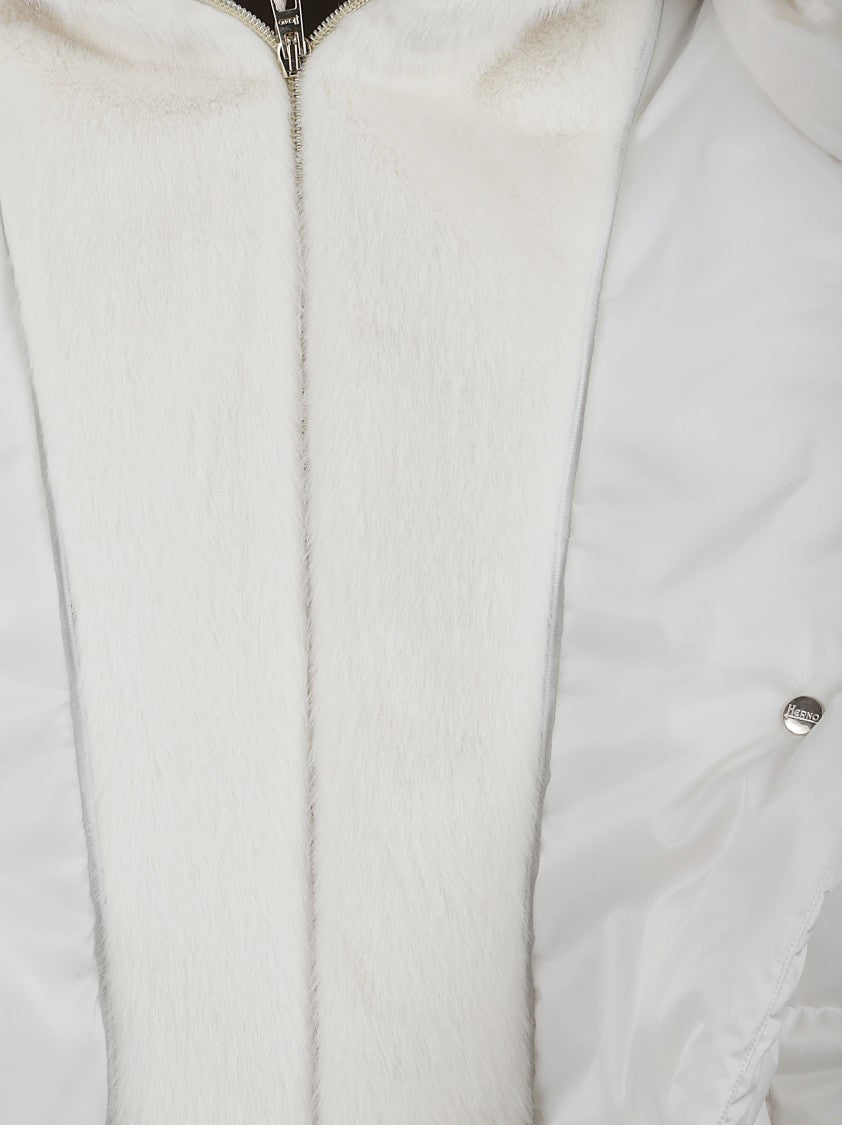 Herno A-Shape Satin Coat With Fixed Hood