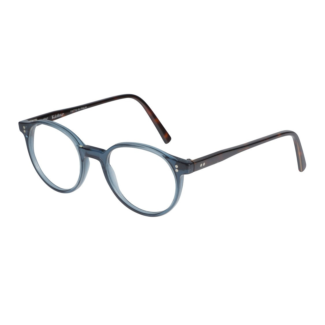 Kador Panto/N Translucent Blue Round Frame Eyeglasses With Tortoiseshell Temples