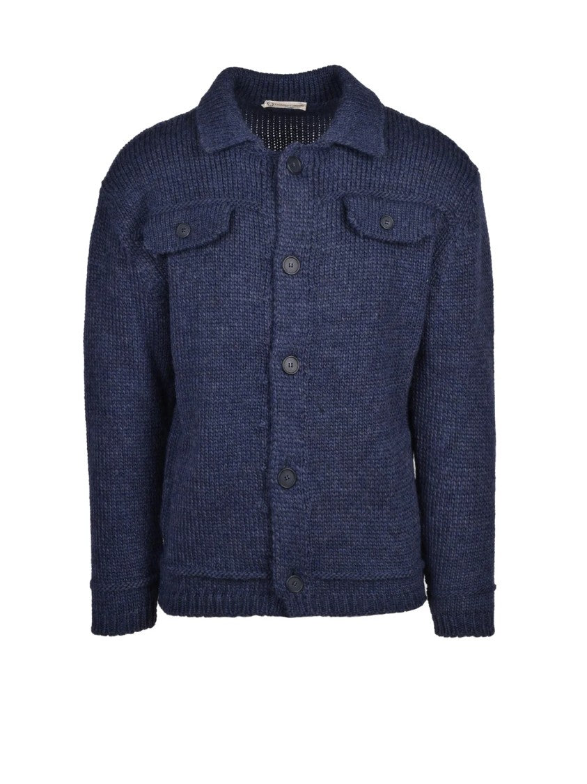 Cashmere Company P. Buttoned Cardigan With Chunky Knit Texture And Flap Pockets