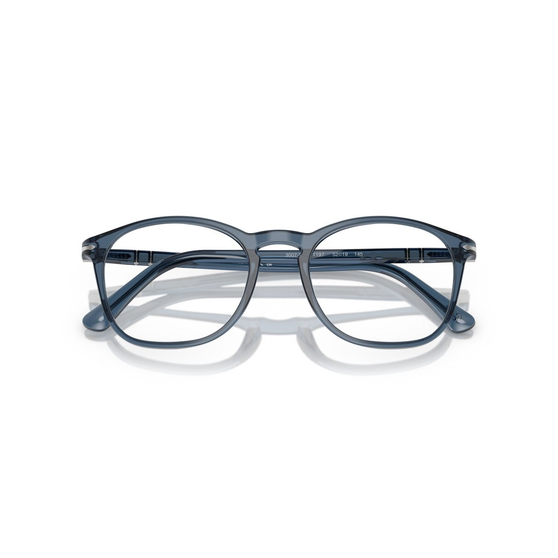 Persol 0Po3007vm Translucent Blue Acetate Eyeglasses With Keyhole Bridge