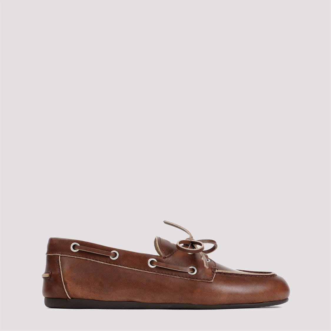 Miu Miu Brown Burnt Calf Leather Loafers