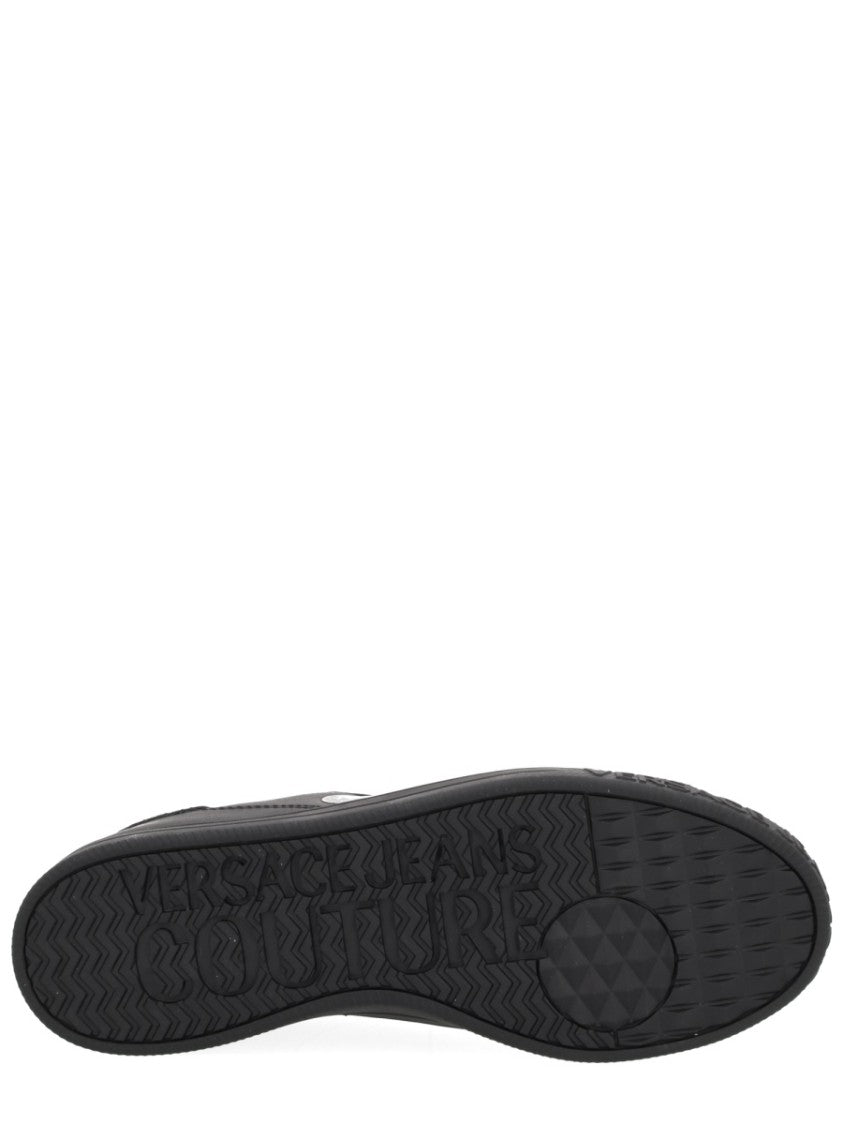 Versace Jeans Couture Lace-Up Black Sneakers With Gold-Tone Accents