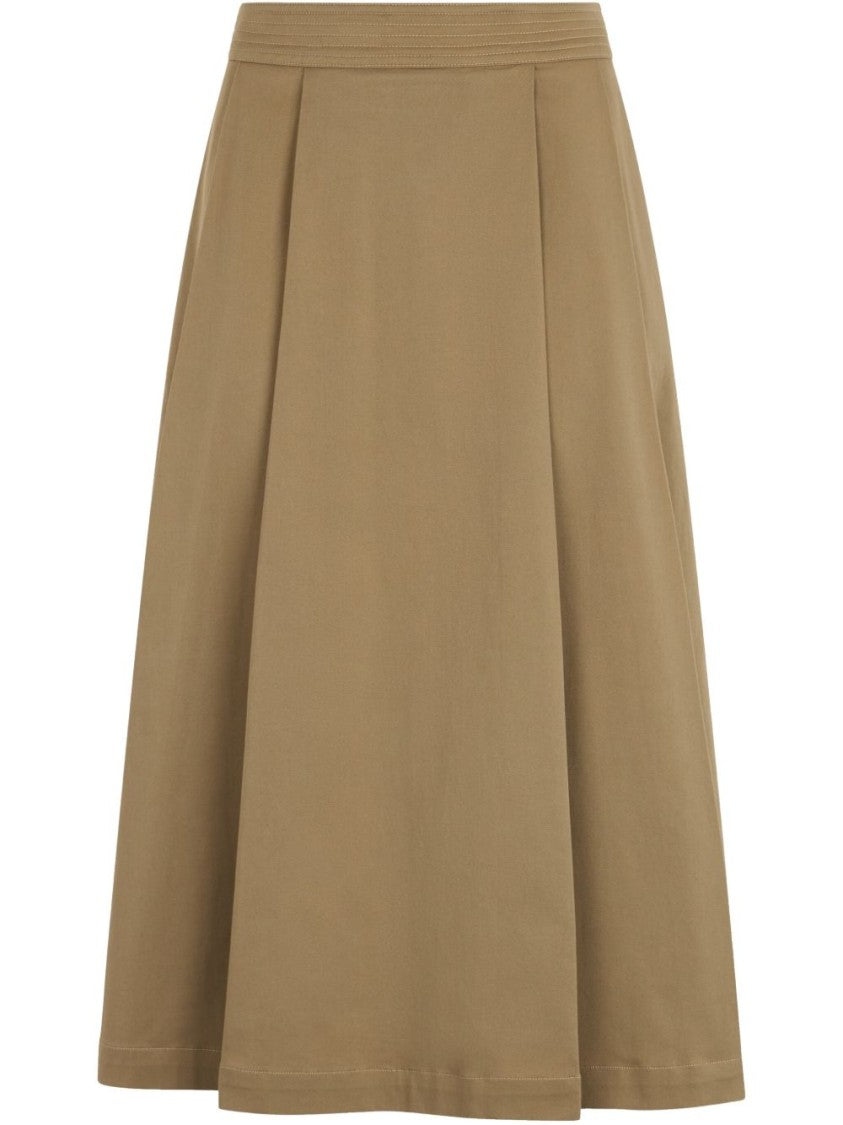Liu Jo Pleated Green Midi Skirt With High Waist