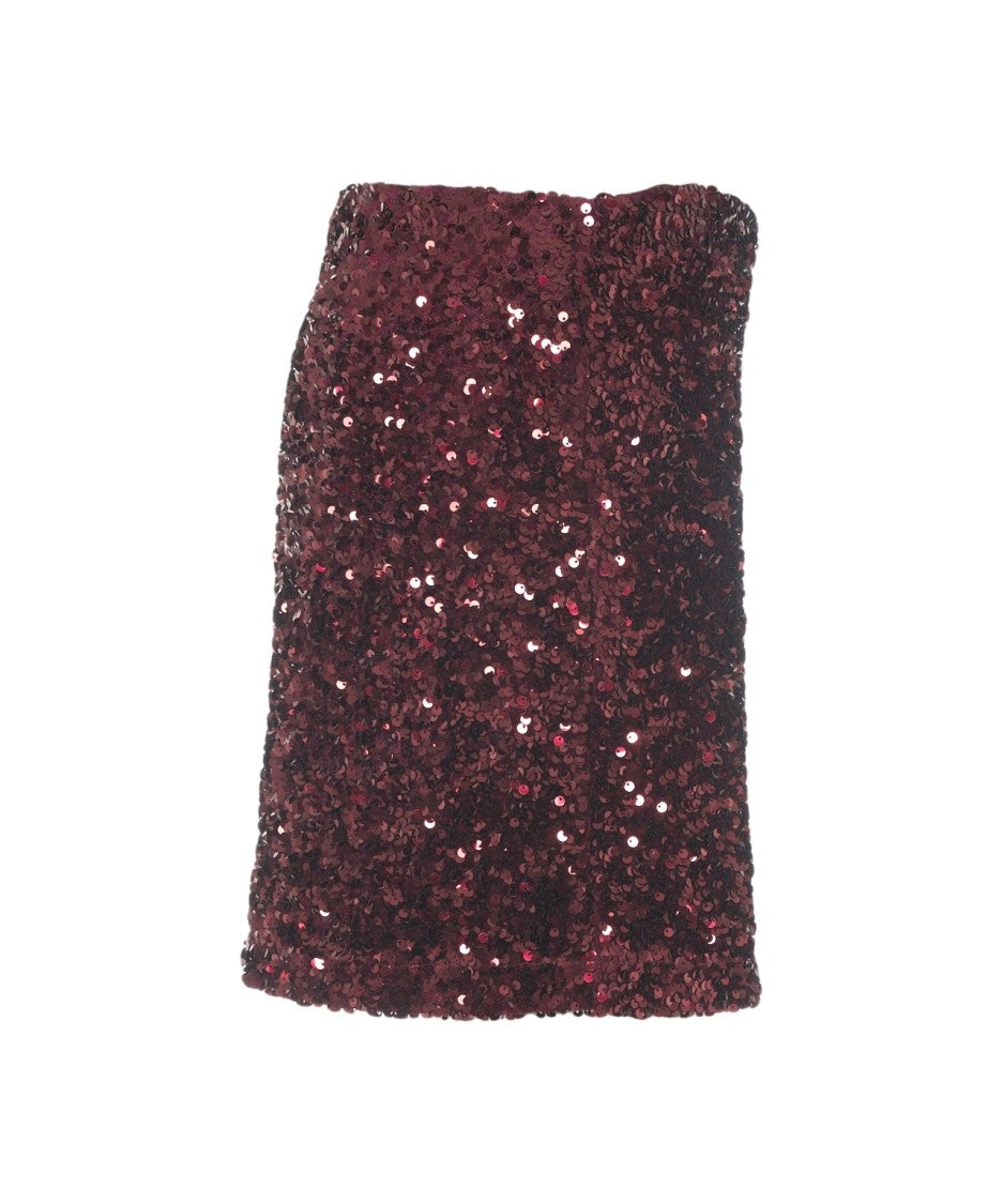 Gender Burgundy Mini Skirt With Sparkling Sequin Embellishment