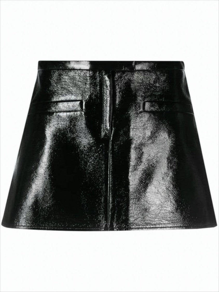 Courrèges High-Waisted A-Line Skirt With Glossy Finish