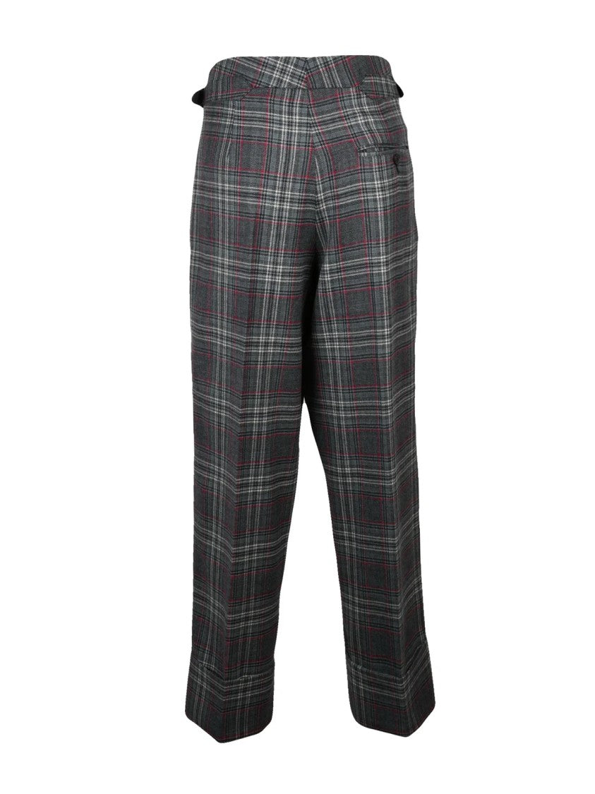 Vivienne Westwood Plaid Wide Leg Trousers With High Waist Design
