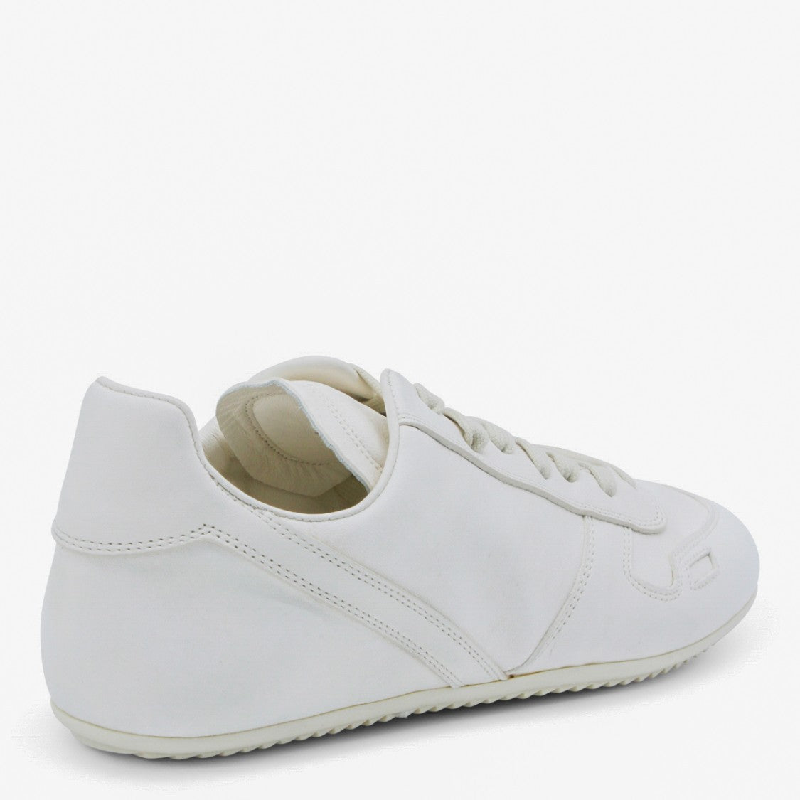 Rick Owens White Leather Shark Sole Sneakers