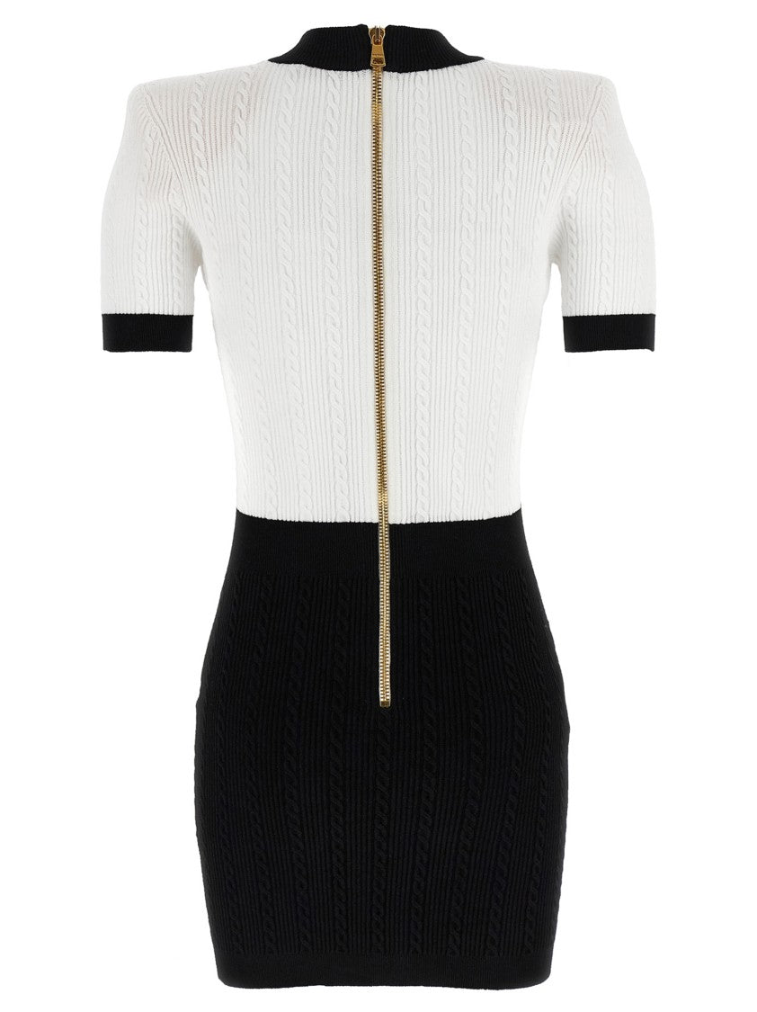 Balmain Mini Knitted Dress With Braided Knit