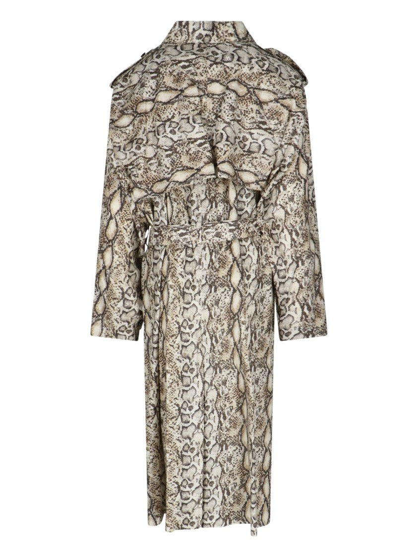Isabel Marant "Freanne" Python Print Trench Coat – Beige
