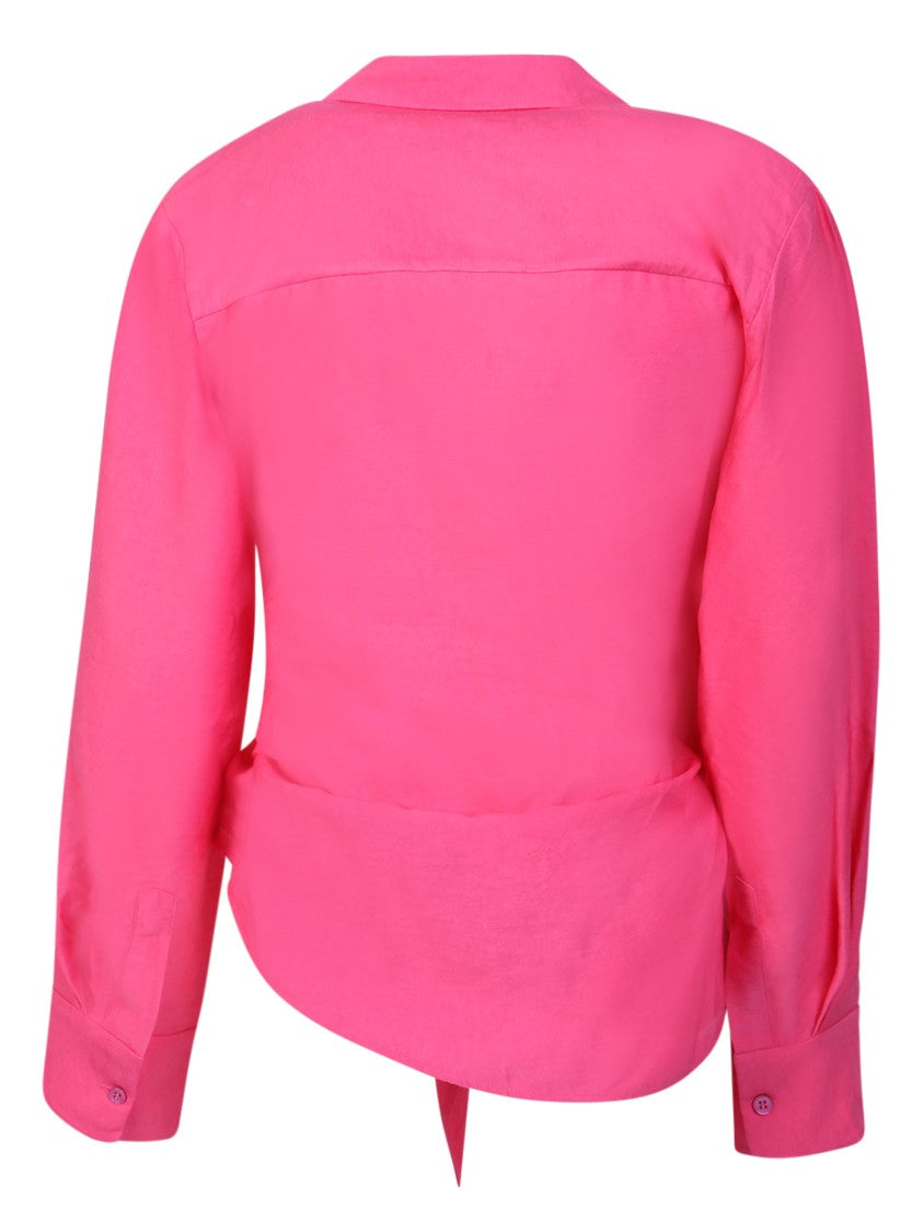 Jacquemus Plunging Neck Pink Shirts